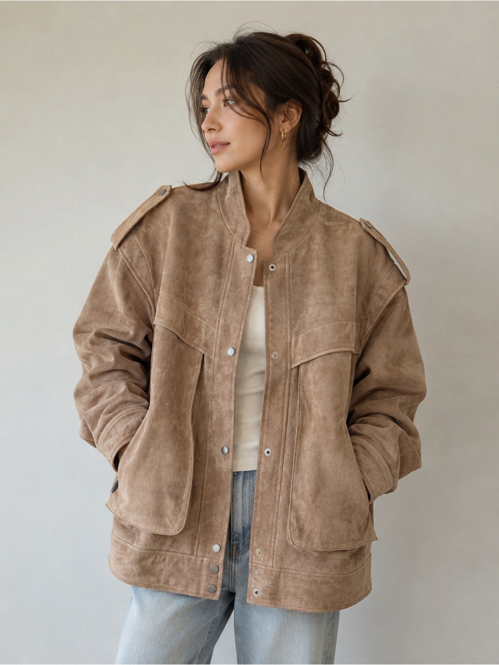 AVEC LES FILLES Suede Leather Oversized Jacket